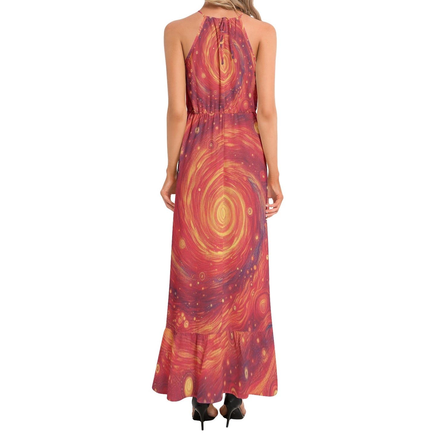 Ruffle Hem Halter Neck Maxi Dress - Gregg Acini Adoree Designs - Dress