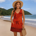 Scarlet Sunset with Birds 2 Women's Sleeveless Dress with Pockets - Gregg Acini Adoree Designs - Women's Skirts & Dresses