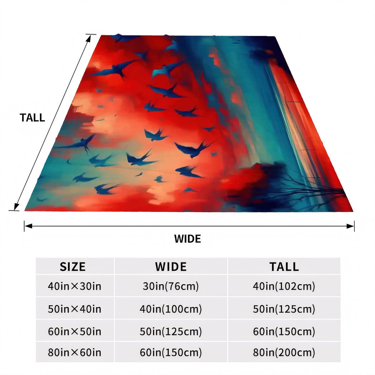 Scarlet Sunset with Birds 3 300 GSM Flannel Throw Blanket (Made in USA) - Gregg Acini Adoree Designs - Blanket