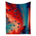 Scarlet Sunset with Birds 3 300 GSM Flannel Throw Blanket (Made in USA) - Gregg Acini Adoree Designs - Blanket