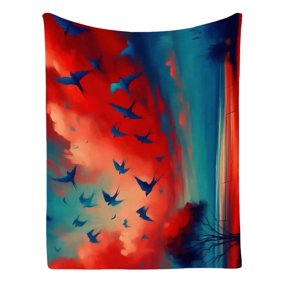 Scarlet Sunset with Birds 3 300 GSM Flannel Throw Blanket (Made in USA) - Gregg Acini Adoree Designs - Blanket