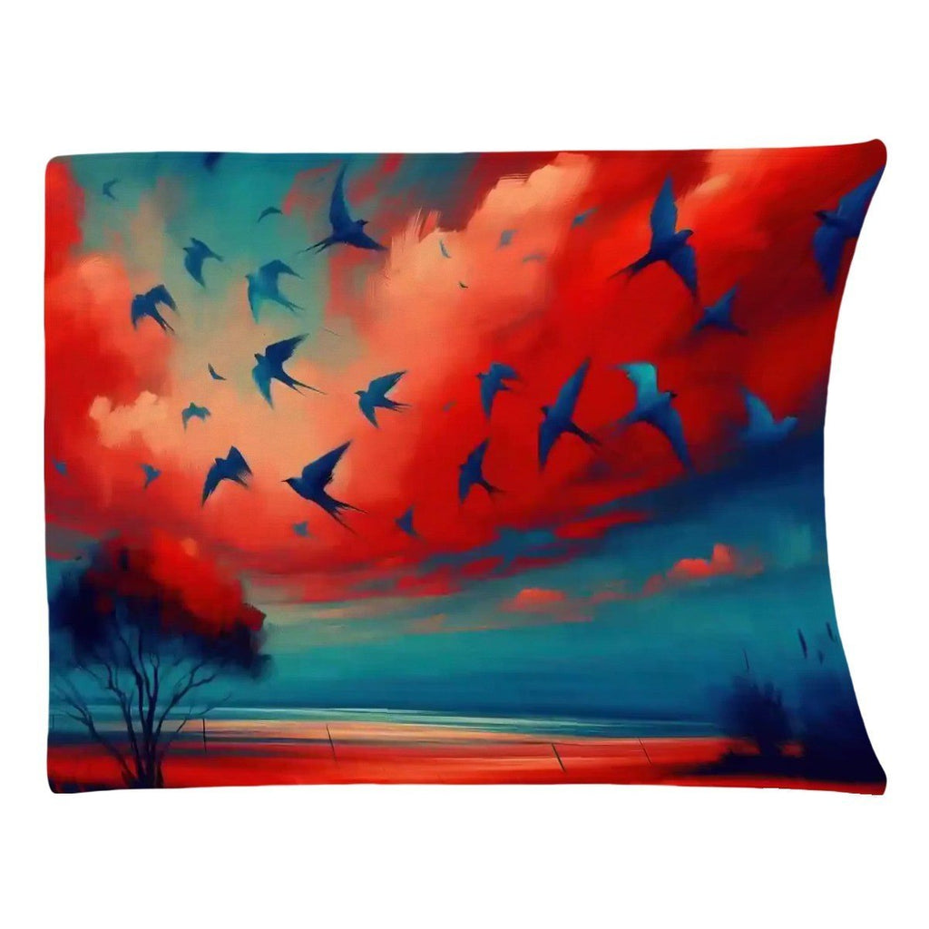 Scarlet Sunset with Birds 3 300 GSM Flannel Throw Blanket (Made in USA) - Gregg Acini Adoree Designs - Blanket