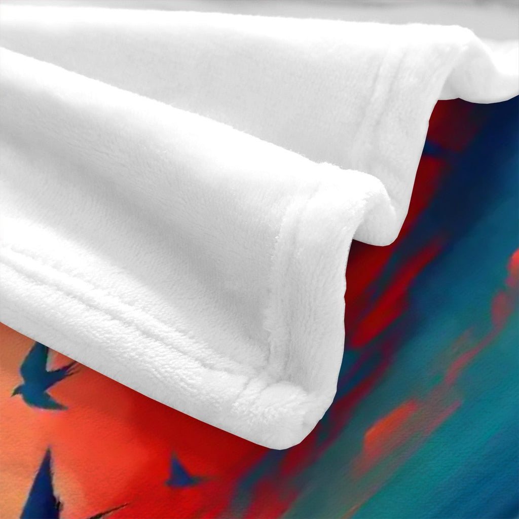 Scarlet Sunset with Birds 3 300 GSM Flannel Throw Blanket (Made in USA) - Gregg Acini Adoree Designs - Blanket