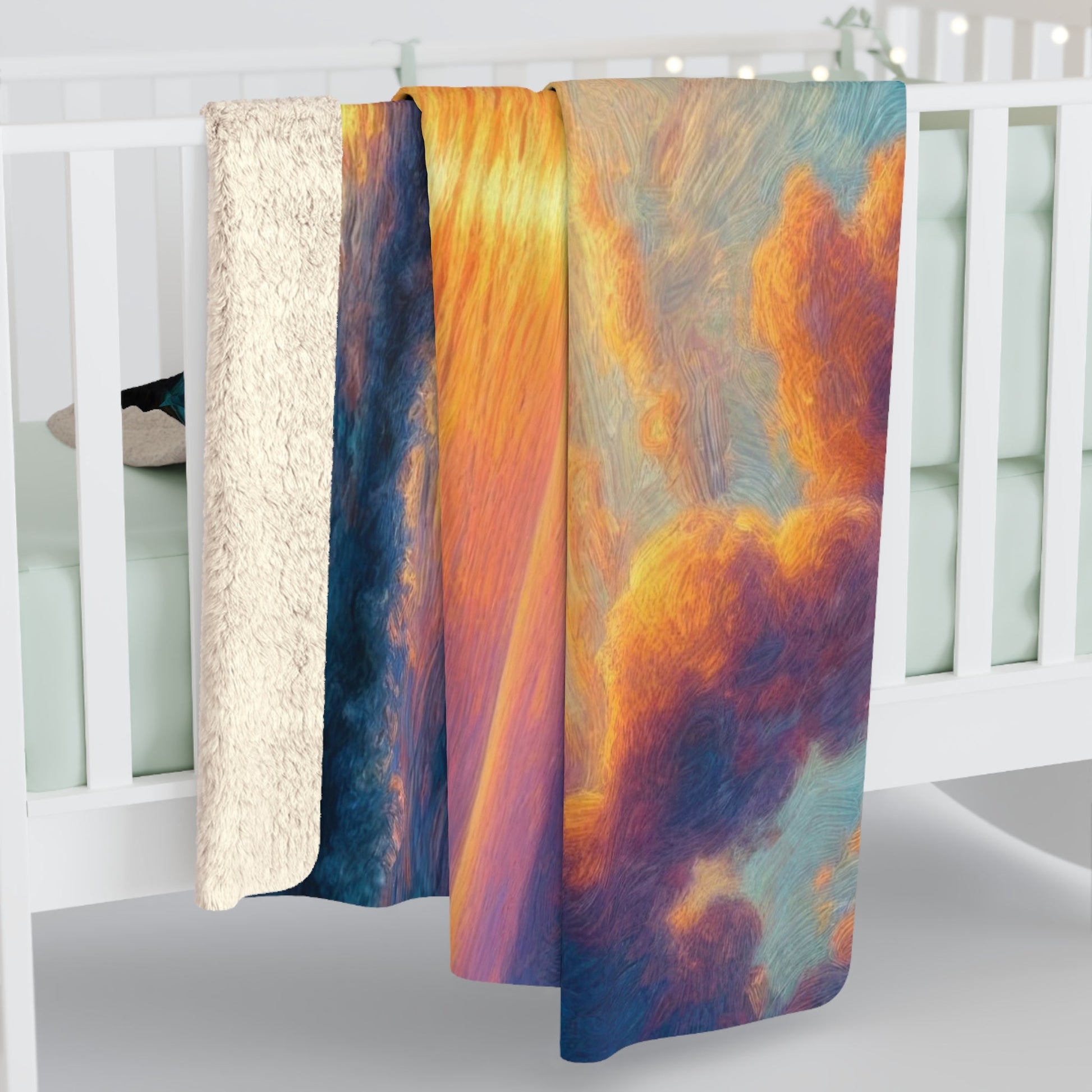 Sea Turtle Sunset Sherpa Blanket — Cozy Ocean Sunset Throw for Beach Lovers - Gregg Acini Adoree Designs - Blanket