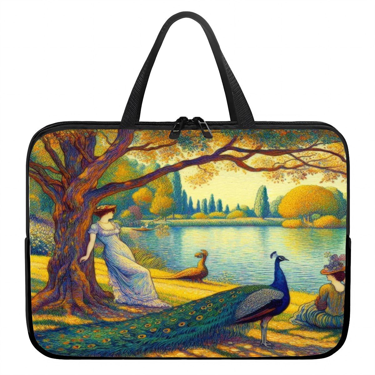 Serene Leaning Lady with Peacock Laptop Bag - Gregg Acini Adoree Designs - Computer Bag