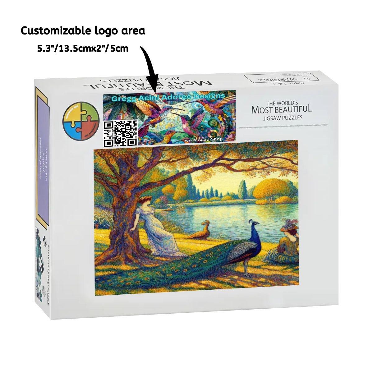 Serene Leaning Lady with Peacock Wooden Jigsaw Puzzles 1000 pcs - Gregg Acini Adoree Designs - Jigsaw Puzzle