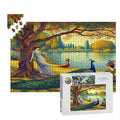 Serene Leaning Lady with Peacock Wooden Jigsaw Puzzles 1000 pcs - Gregg Acini Adoree Designs - Jigsaw Puzzle