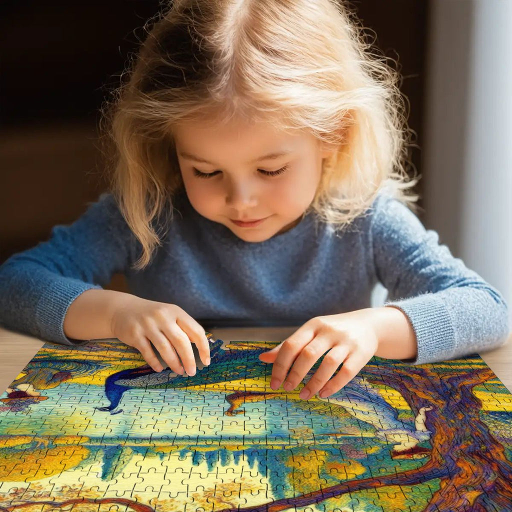 Serene Leaning Lady with Peacock Wooden Jigsaw Puzzles 500 pcs - Gregg Acini Adoree Designs - Jigsaw Puzzle