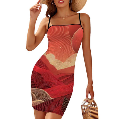 Short Spaghetti Strap Bodycon Dress Flat Collar - Gregg Acini Adoree Designs - Dress