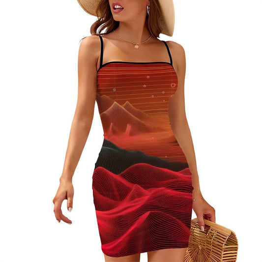 Short Spaghetti Strap Bodycon Dress Flat Collar - Gregg Acini Adoree Designs - Dress