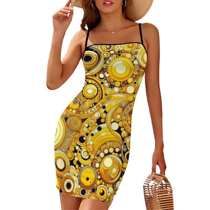 Short Spaghetti Strap Bodycon Dress Flat Collar - Gregg Acini Adoree Designs - Dress