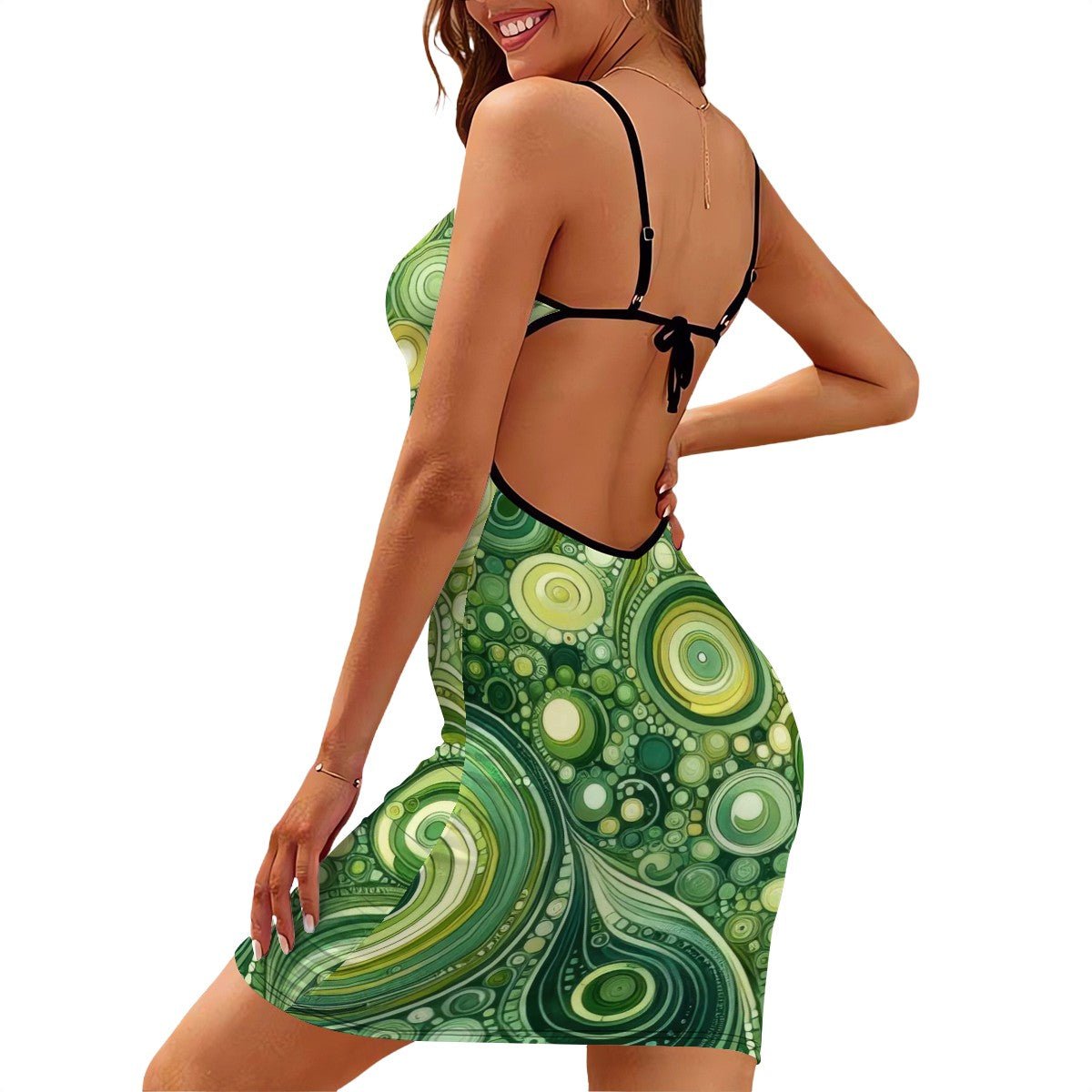 Short Spaghetti Strap Bodycon Dress Flat Collar - Gregg Acini Adoree Designs - Dress