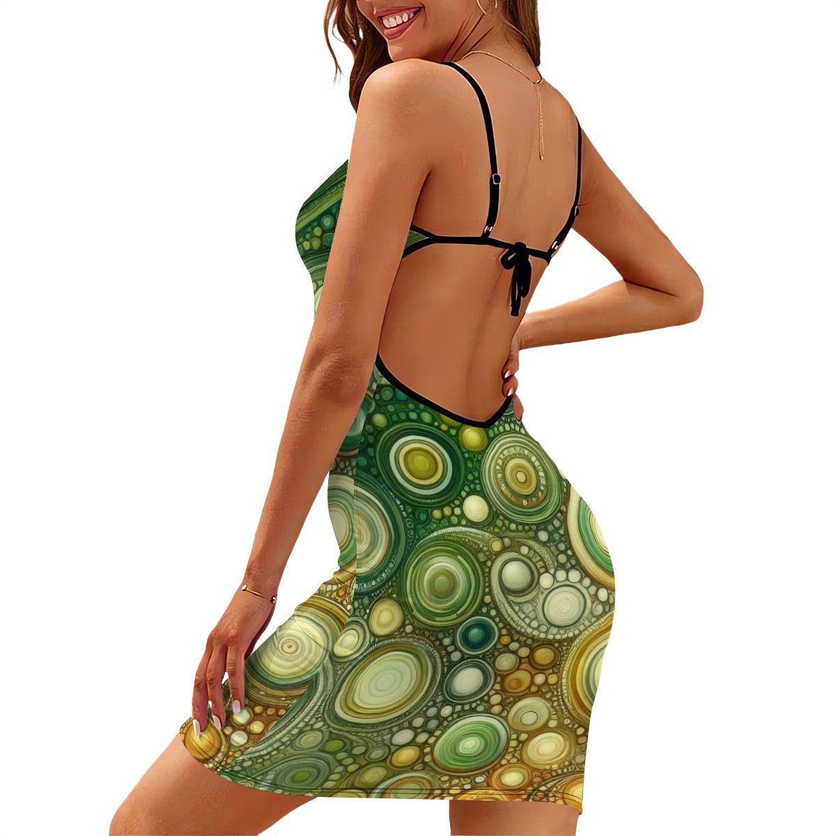 Short Spaghetti Strap Bodycon Dress Flat Collar - Gregg Acini Adoree Designs - Dress