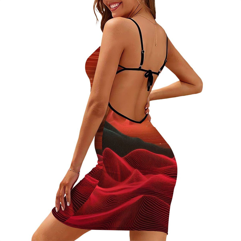 Short Spaghetti Strap Bodycon Dress Flat Collar - Gregg Acini Adoree Designs - Dress