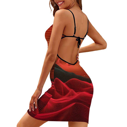 Short Spaghetti Strap Bodycon Dress Flat Collar - Gregg Acini Adoree Designs - Dress