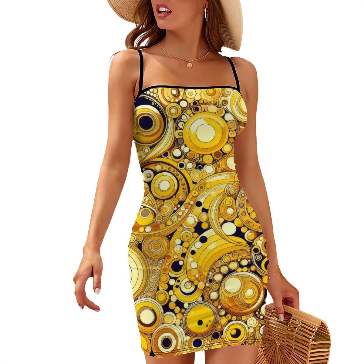 Short Spaghetti Strap Bodycon Dress Flat Collar - Gregg Acini Adoree Designs - Dress