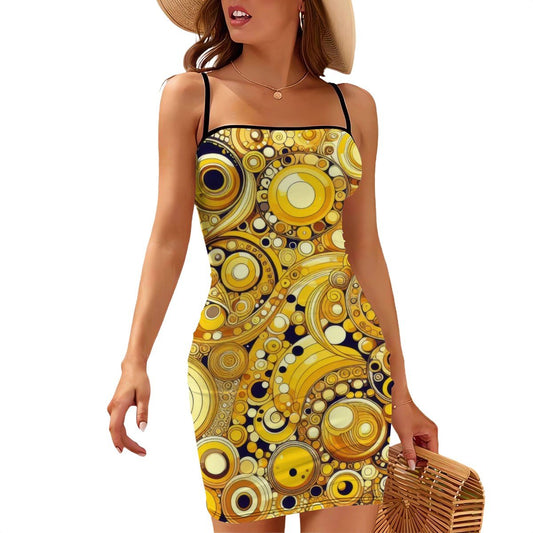 Short Spaghetti Strap Bodycon Dress Flat Collar - Gregg Acini Adoree Designs - Dress