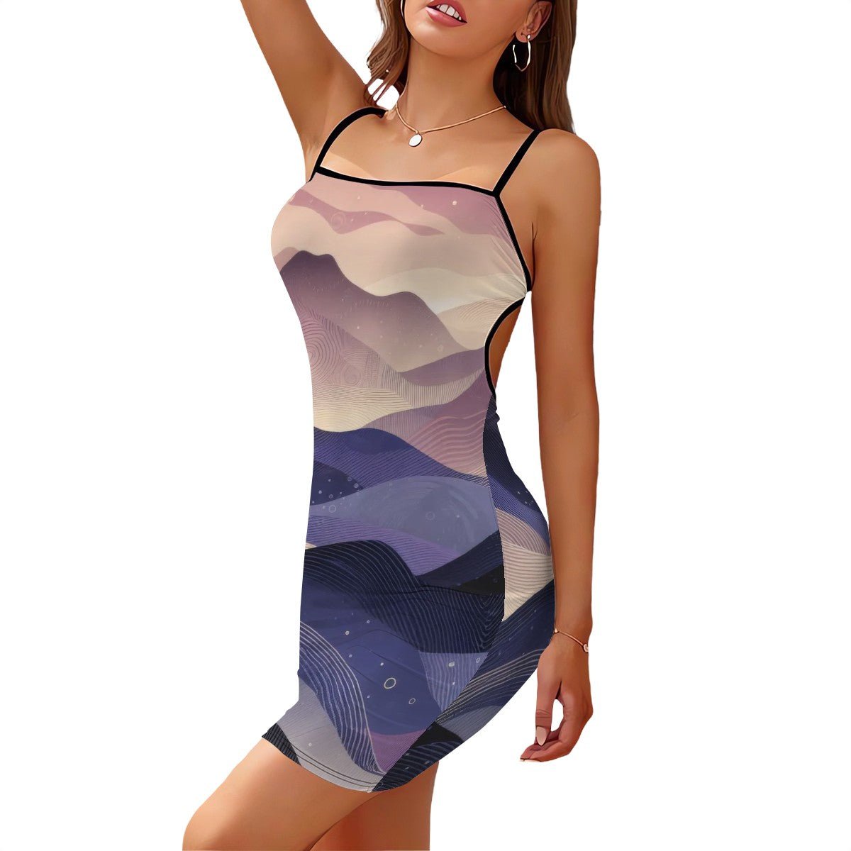 Short Spaghetti Strap Bodycon Dress Flat Collar - Gregg Acini Adoree Designs - Dress