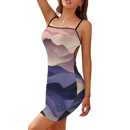 Short Spaghetti Strap Bodycon Dress Flat Collar - Gregg Acini Adoree Designs - Dress