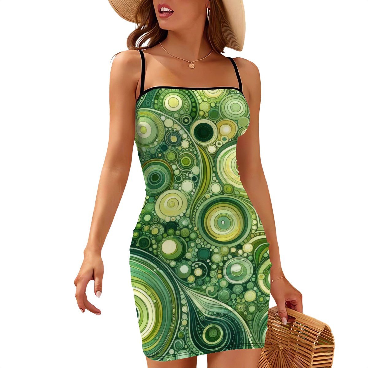 Short Spaghetti Strap Bodycon Dress Flat Collar - Gregg Acini Adoree Designs - Dress