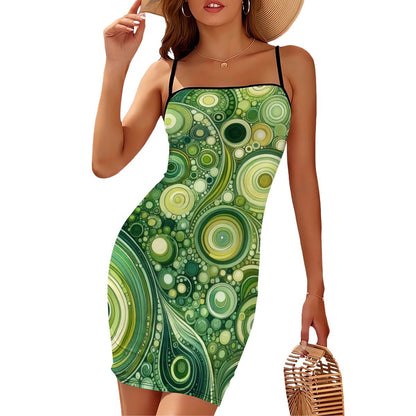 Short Spaghetti Strap Bodycon Dress Flat Collar - Gregg Acini Adoree Designs - Dress