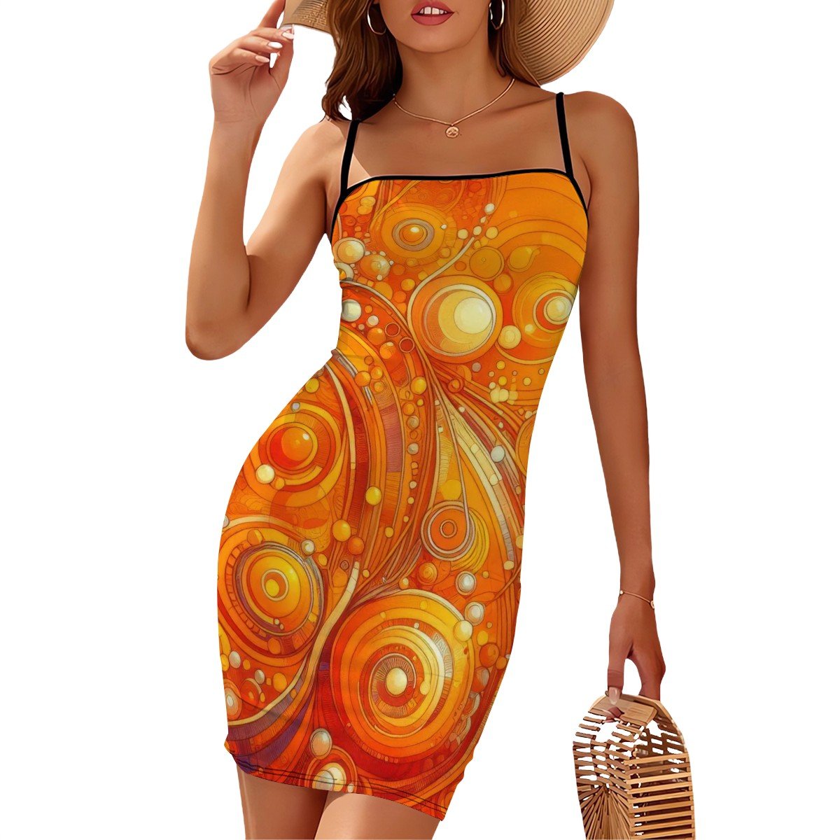 Short Spaghetti Strap Bodycon Dress Flat Collar - Gregg Acini Adoree Designs - Dress