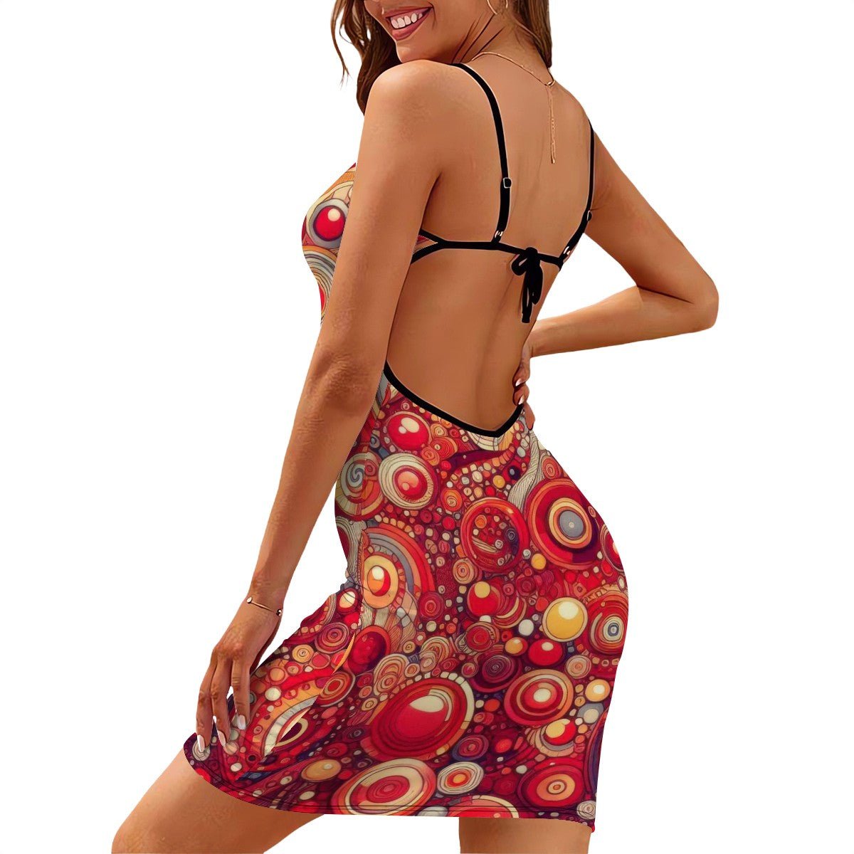 Short Spaghetti Strap Bodycon Dress Flat Collar - Gregg Acini Adoree Designs - Dress