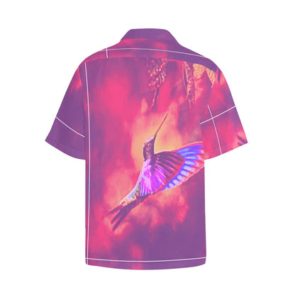 Shrine Hummingbird Hawaiian Shirt with Chest Pocket & Merged Design - Gregg Acini Adoree Designs - Hawaiian Shirt - Merged Design&Chest Pocket