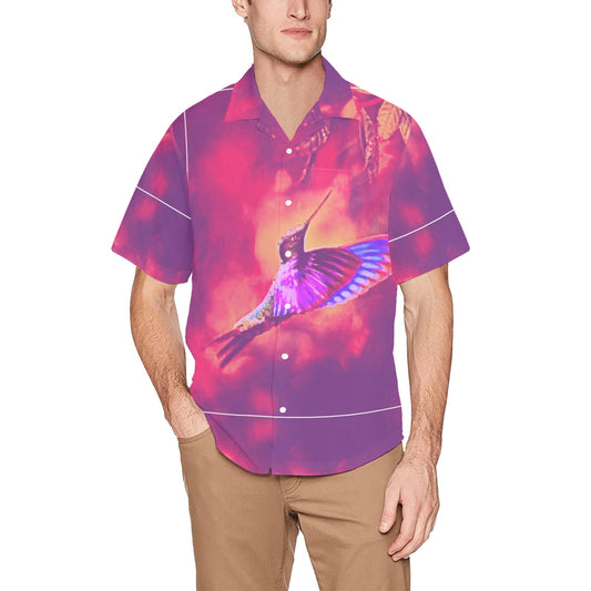 Shrine Hummingbird Hawaiian Shirt with Chest Pocket & Merged Design - Gregg Acini Adoree Designs - Hawaiian Shirt - Merged Design&Chest Pocket