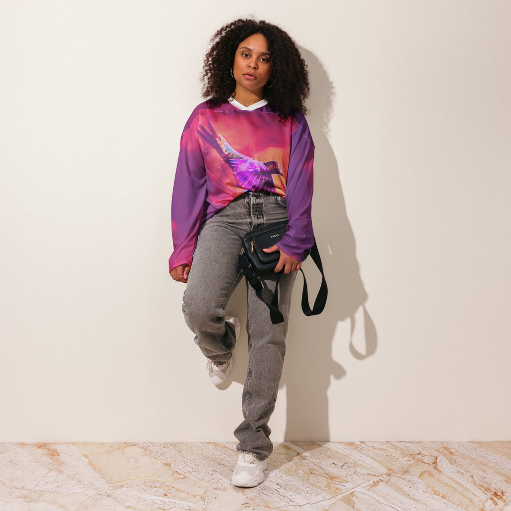 Shrine Hummingbird Recycled hockey fan jersey - Gregg Acini Adoree Designs - Hockey Jersey