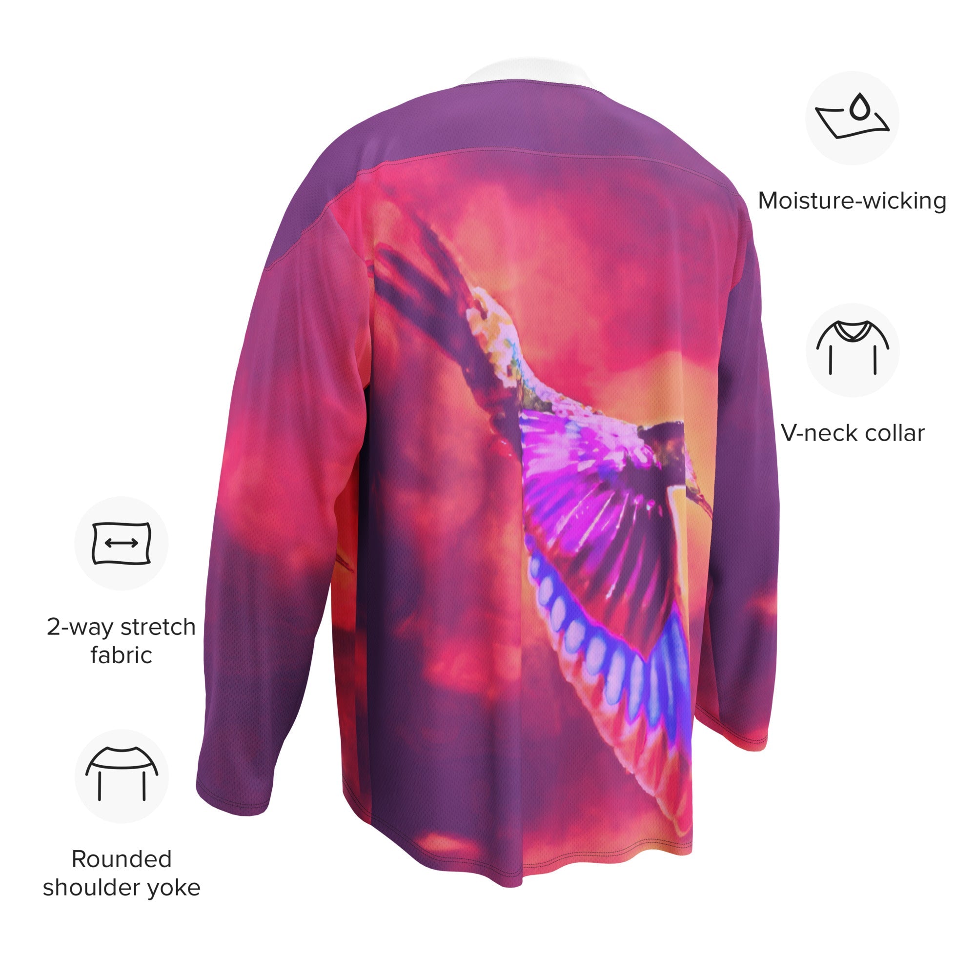 Shrine Hummingbird Recycled hockey fan jersey - Gregg Acini Adoree Designs - Hockey Jersey