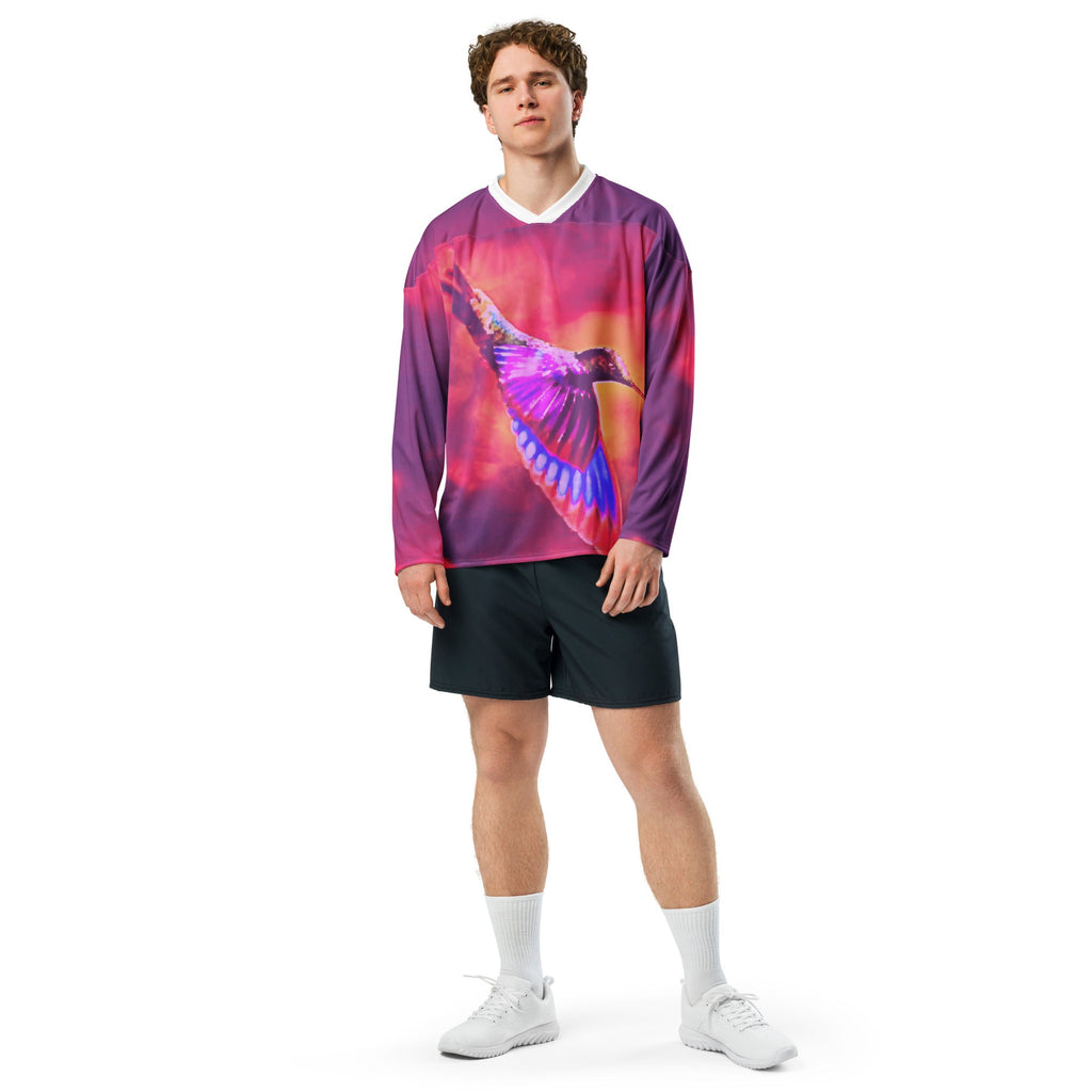 Shrine Hummingbird Recycled hockey fan jersey - Gregg Acini Adoree Designs - Hockey Jersey