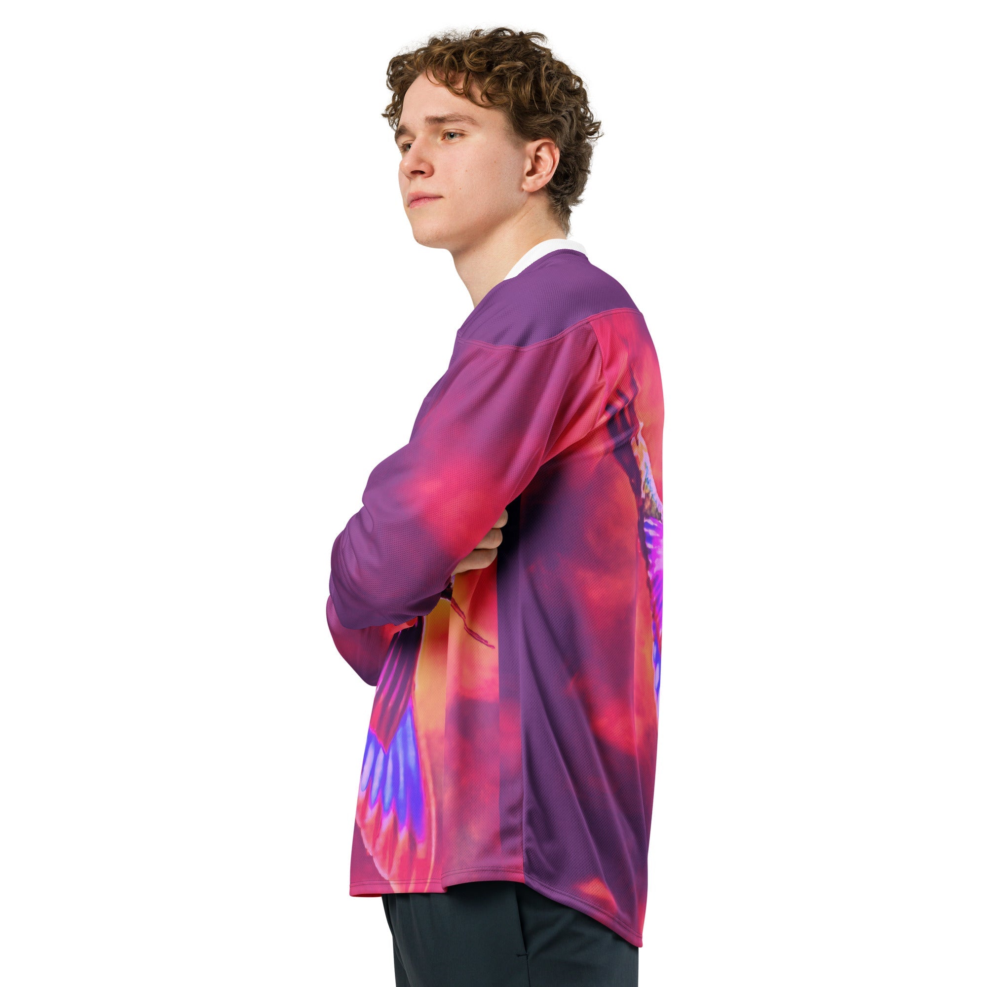 Shrine Hummingbird Recycled hockey fan jersey - Gregg Acini Adoree Designs - Hockey Jersey