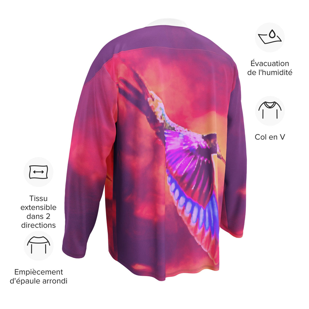 Shrine Hummingbird Recycled hockey fan jersey - Gregg Acini Adoree Designs - Hockey Jersey
