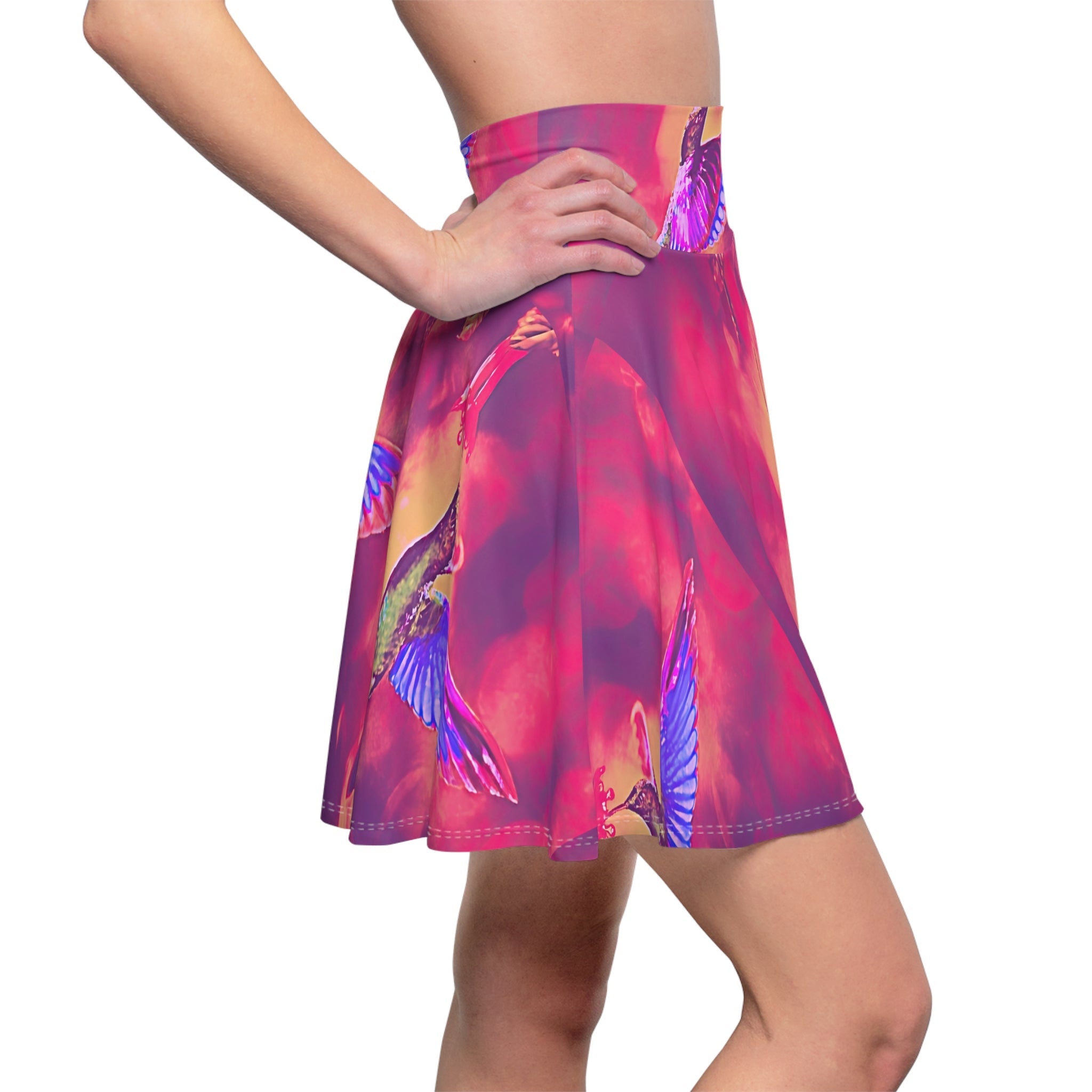 Shrine Hummingbirds Women's Skater Skirt - Nature - Inspired Fashion - Gregg Acini Adoree Designs - Skirt