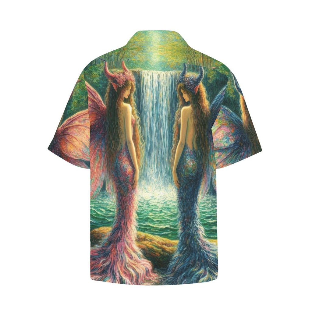 Sisters Hawaiian Shirt with Chest Pocket & Merged Design - Gregg Acini Adoree Designs - Button Down Shirt