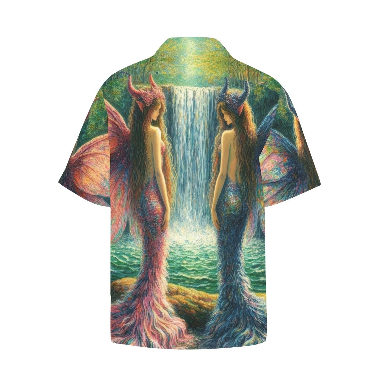 Sisters Hawaiian Shirt with Chest Pocket & Merged Design - Gregg Acini Adoree Designs - Button Down Shirt