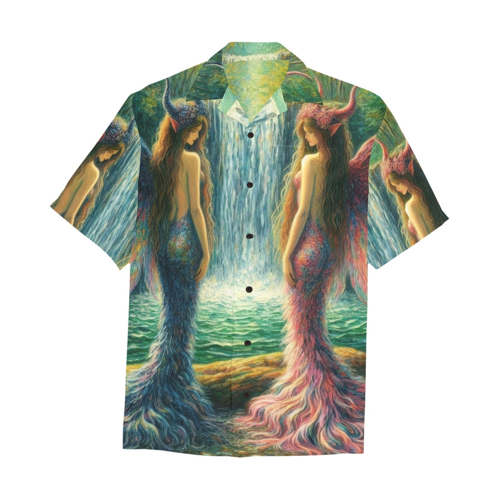 Sisters Hawaiian Shirt with Chest Pocket & Merged Design - Gregg Acini Adoree Designs - Button Down Shirt