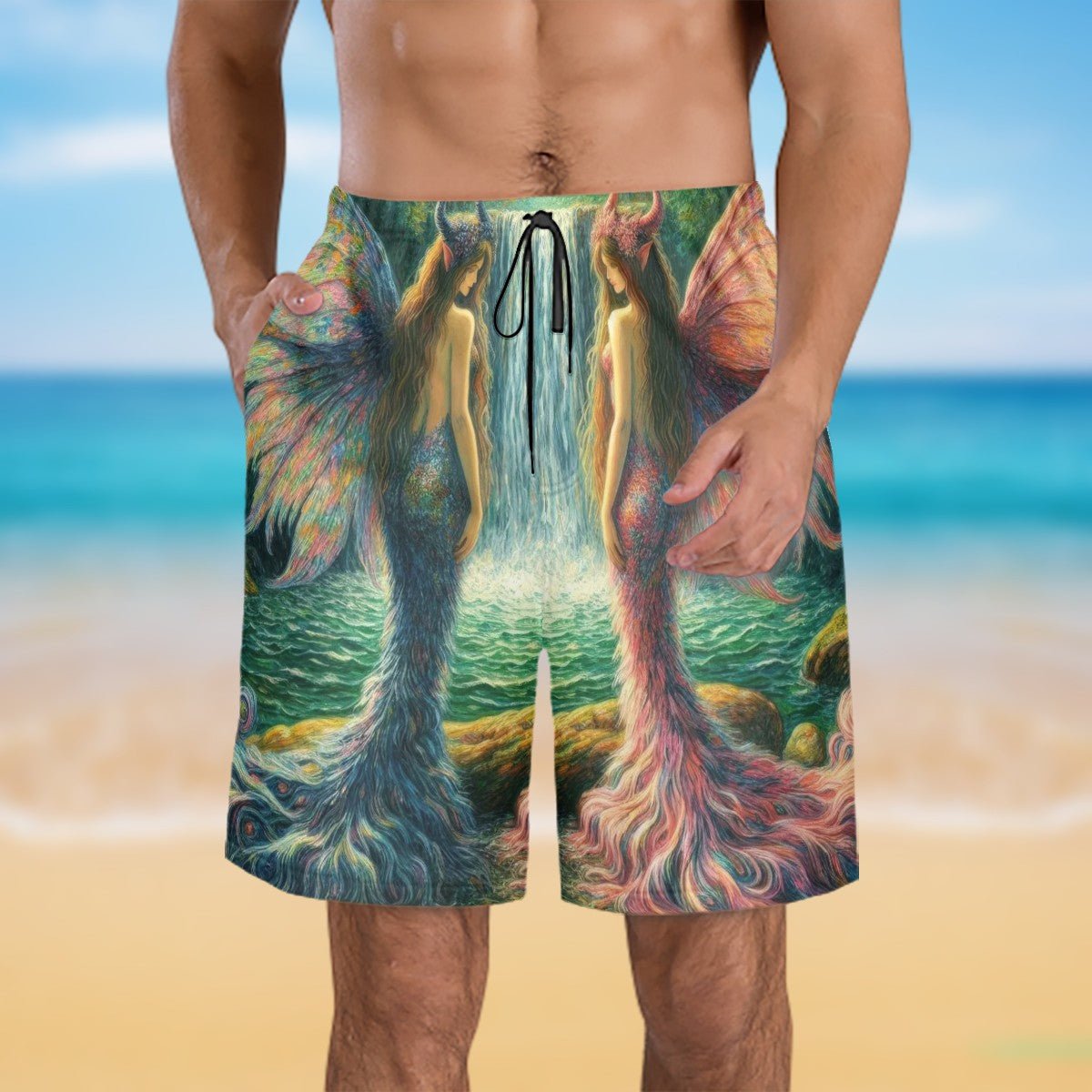 Sisters Men's Beach Shorts - Gregg Acini Adoree Designs - Swimsuit