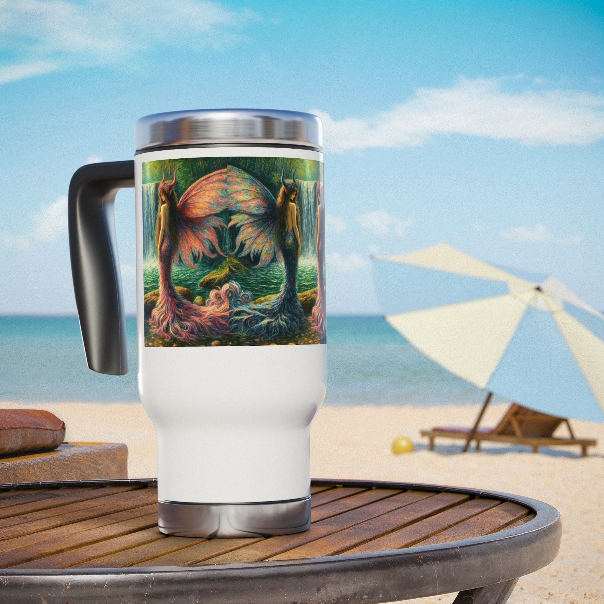 Sisters Stainless Steel Travel Mug - 14oz Handle Design - Gregg Acini Adoree Designs - Mug
