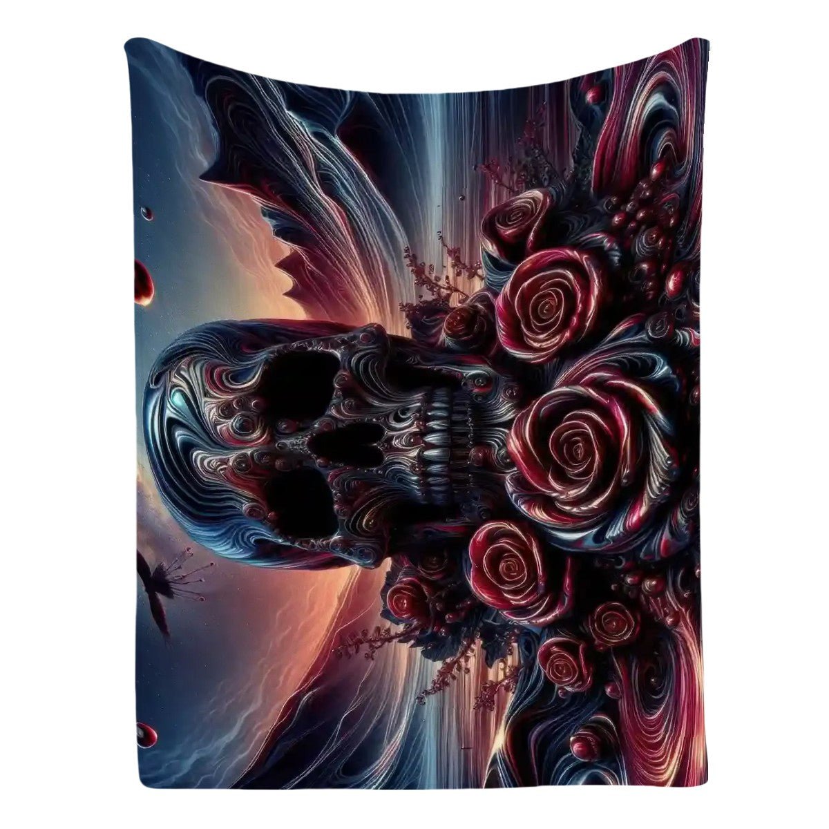 Skull and Roses 300 GSM Flannel Throw Blanket (Made in USA) - Gregg Acini Adoree Designs - Blanket