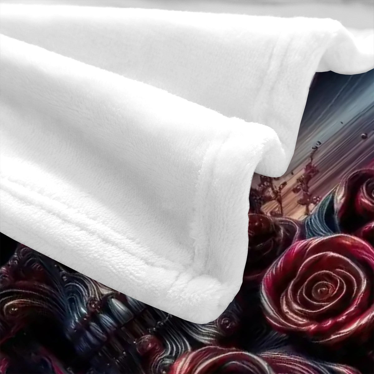 Skull and Roses 300 GSM Flannel Throw Blanket (Made in USA) - Gregg Acini Adoree Designs - Blanket