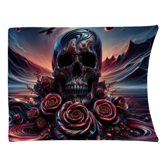 Skull and Roses 300 GSM Flannel Throw Blanket (Made in USA) - Gregg Acini Adoree Designs - Blanket