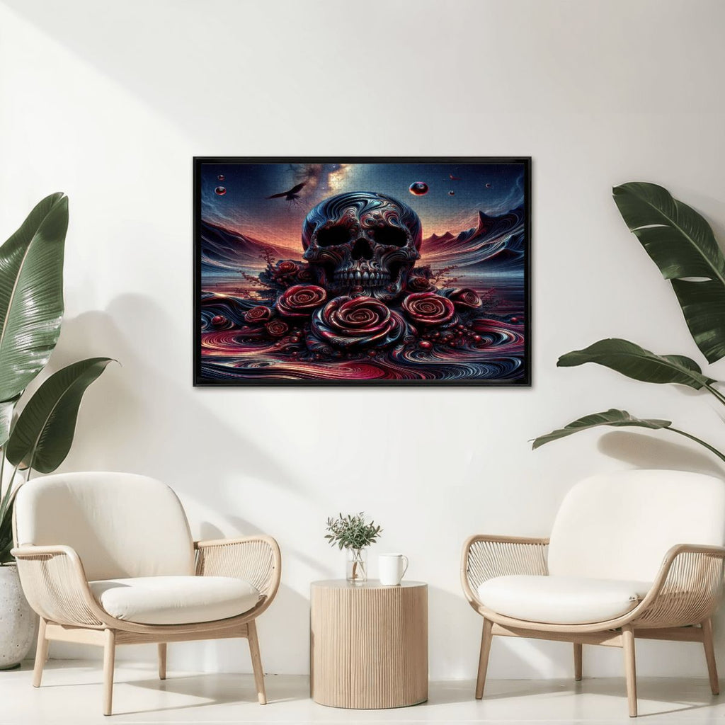 Skull and Roses Wooden Jigsaw Puzzles 1000 pcs - Gregg Acini Adoree Designs - Jigsaw Puzzle
