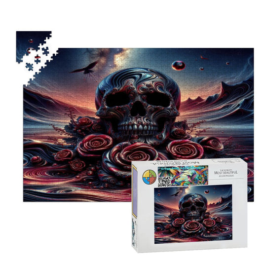 Skull and Roses Wooden Jigsaw Puzzles 1000 pcs - Gregg Acini Adoree Designs - Jigsaw Puzzle