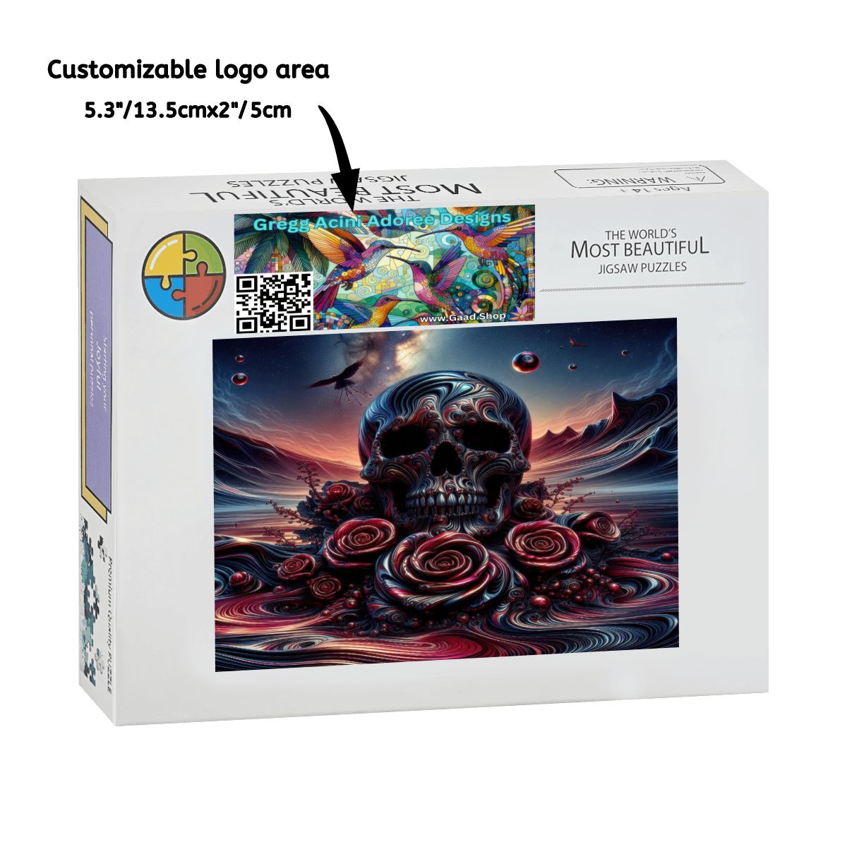 Skull and Roses Wooden Jigsaw Puzzles 1000 pcs - Gregg Acini Adoree Designs - Jigsaw Puzzle