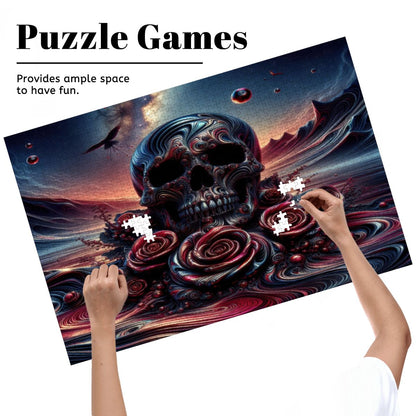 Skull and Roses Wooden Jigsaw Puzzles 1000 pcs - Gregg Acini Adoree Designs - Jigsaw Puzzle