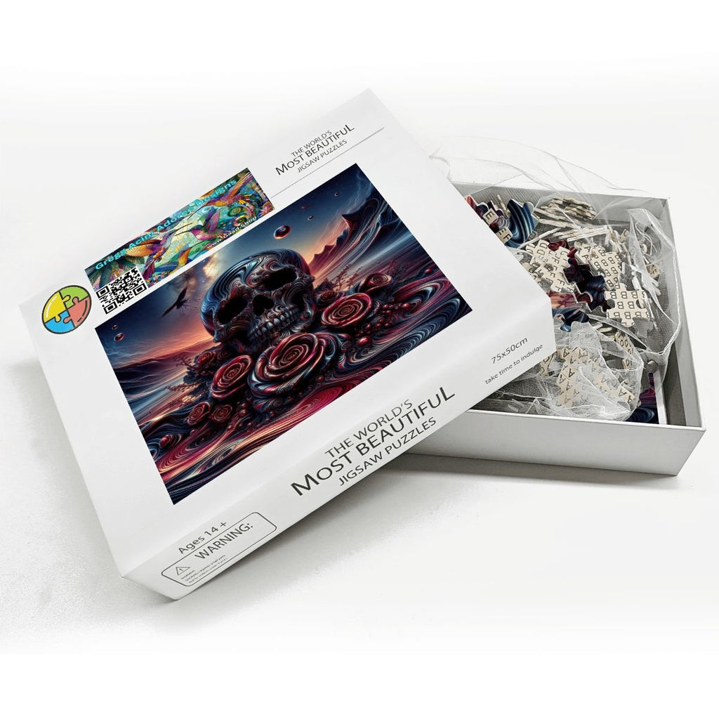 Skull and Roses Wooden Jigsaw Puzzles 1000 pcs - Gregg Acini Adoree Designs - Jigsaw Puzzle