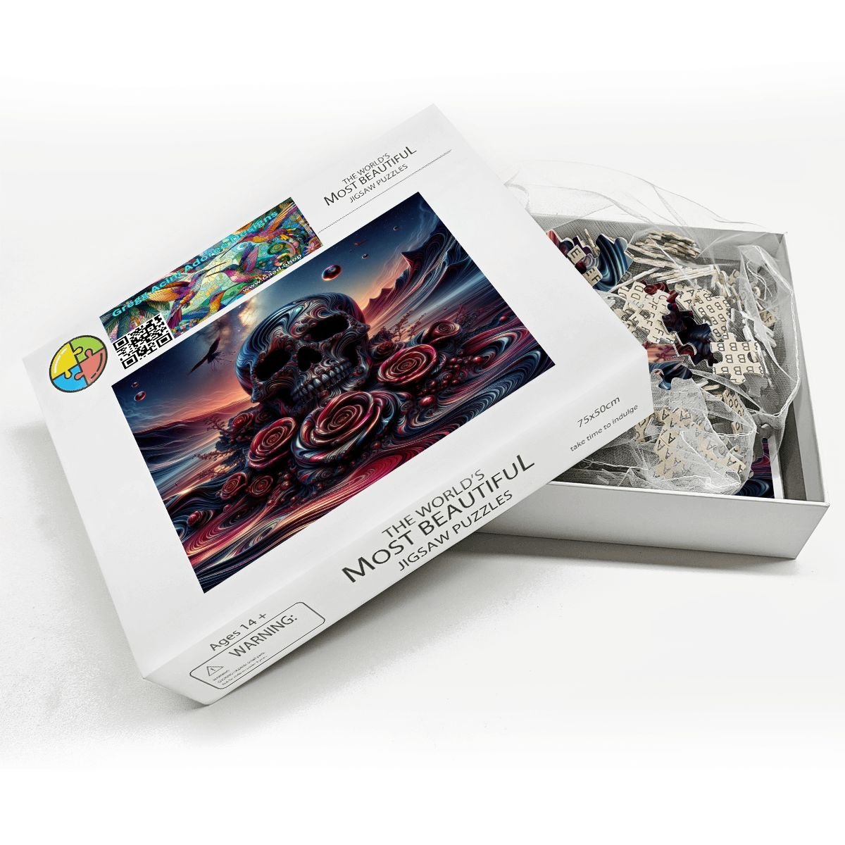 Skull and Roses Wooden Jigsaw Puzzles 1000 pcs - Gregg Acini Adoree Designs - Jigsaw Puzzle