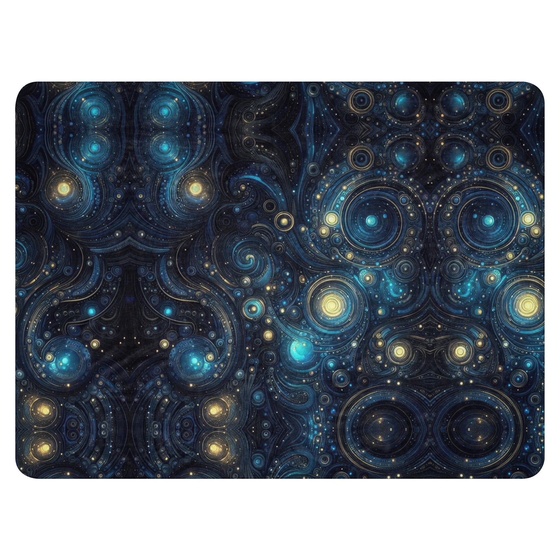 Space in Blue and Gold Mirror Sherpa blanket - Gregg Acini Adoree Designs - Blanket
